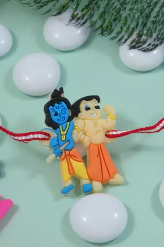 Fancy cartoon kids rakhi with roli chawal & rakshabandhan card for baby boys/bro/brother/bhai 