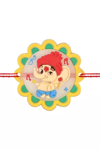 Fancy cartoon kids rakhi with roli chawal & rakshabandhan card for baby boys/bro/brother/bhai 