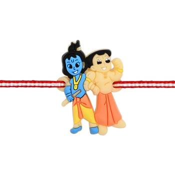Fancy cartoon kids rakhi with roli chawal & rakshabandhan card for baby boys/bro/brother/bhai  2