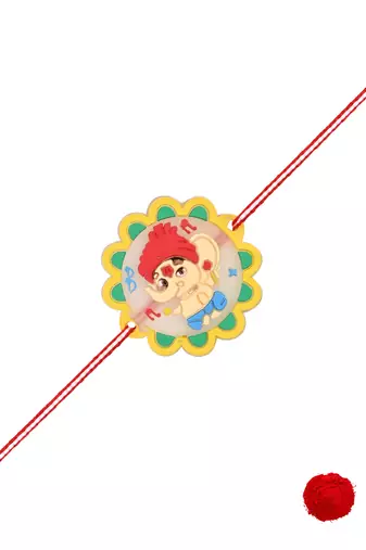 Fancy cartoon kids rakhi with roli chawal & rakshabandhan card for baby boys/bro/brother/bhai 