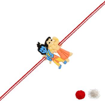 Fancy cartoon kids rakhi with roli chawal & rakshabandhan card for baby boys/bro/brother/bhai  3