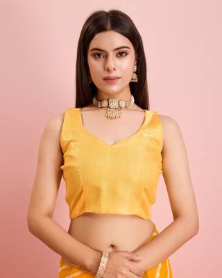 Yellow Printed Georgette Saree With Blouse 5