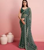 Green Printed Georgette Saree With Blouse