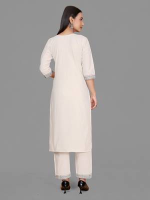 Trendy designer khadi cotton embroidery kurta set 2