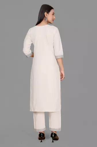 Trendy designer khadi cotton embroidery kurta set