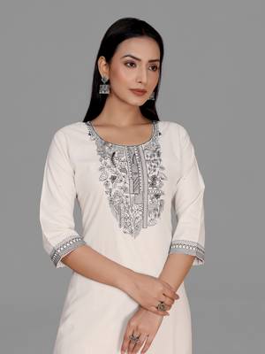 Trendy designer khadi cotton embroidery kurta set 4