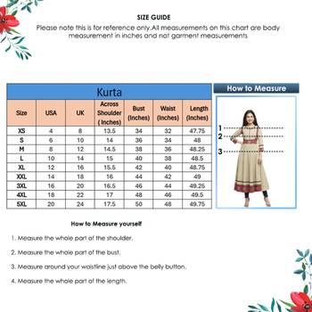 Women'S Cotton Printed Anarkali Kurta (Beige) 6