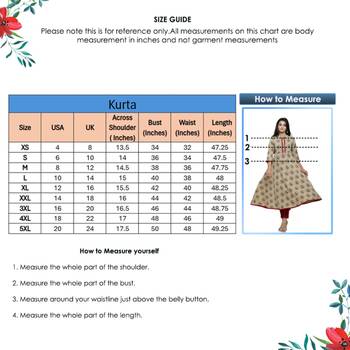 Women'S Cotton Blend Floral Print Anarkali Kurta (Beige) 4