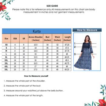 Women'S Cotton Chevron Print Kaantha Work A-Line Kurta (Blue) 3