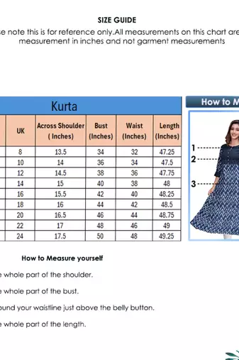 Women'S Cotton Chevron Print Kaantha Work A-Line Kurta (Blue)