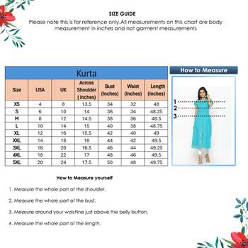Women'S Cotton Slub Embroidery Kurta (Teal) 6