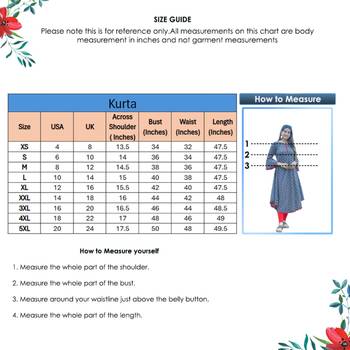 Women'S Cambric Cotton Printed Mirror Work A-Line Kurta (Blue) 6