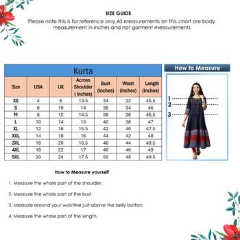 Women'S Cotton Embroidered Anarkali Kurta (Blue) 6