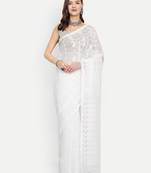 Bengal Handloom White Art Silk Saree