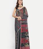 Bengal Handloom Soft Dhakai Saree Padma Lata (Black) Without Blouse
