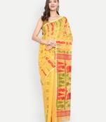 Bengal Handloom Soft Dhakai Saree Padma Lata (Yellow) Without Blouse