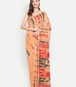 Bengal Handloom Soft Dhakai Saree Padma Lata (Beige) Without Blouse