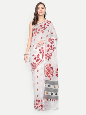 Bengal handloom slab cotton saree (white) 1
