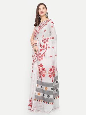 Bengal handloom slab cotton saree (white) 2