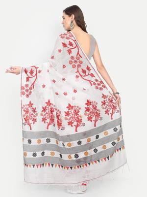 Bengal handloom slab cotton saree (white) 3