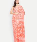 Bengal Handloom Soft Lata Dhakai Saree (Cream) Without Blouse