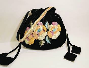Women's embellished potli hand bag with multi color sequins beaded work 1