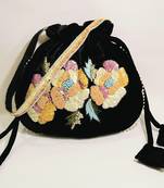 Women's embellished potli hand bag with multi color sequins beaded work