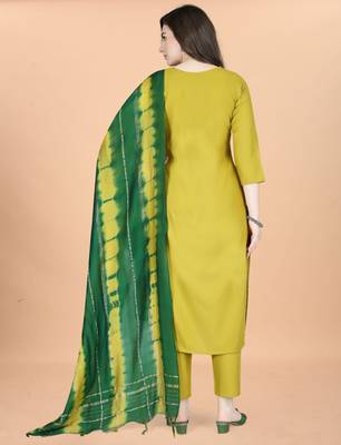 Lemon yellow  cotton blendpremium designer ready to wear kurta set 2