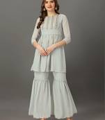 Grey georgette premium designer ready to wear kurta set