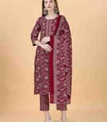 Maroon cotton blendpremium designer ready to wear kurta set