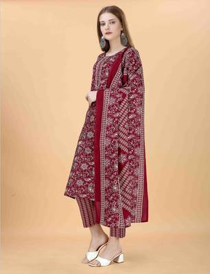 Maroon cotton blendpremium designer ready to wear kurta set 3