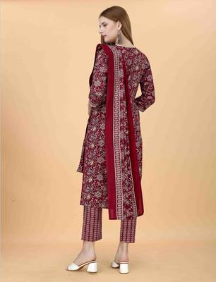 Maroon cotton blendpremium designer ready to wear kurta set 4
