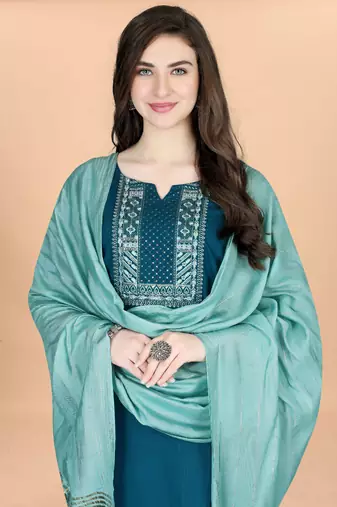 Teal cotton blendpremium designer ready to wear kurta set