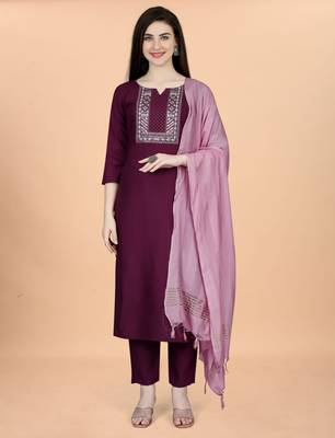 Wine cotton blendpremium designer ready to wear kurta set 1