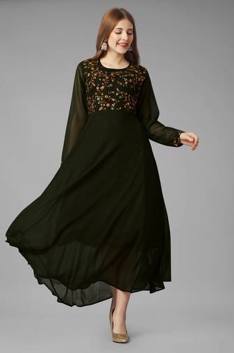 Mehendi georgette premium designer readymade gown