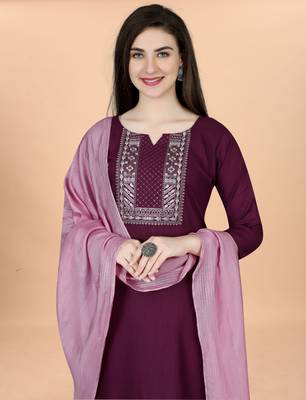 Wine cotton blendpremium designer ready to wear kurta set 2
