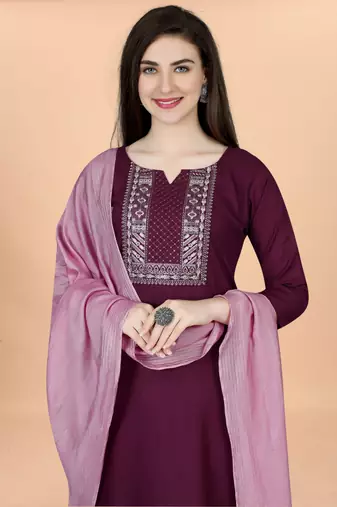 Wine cotton blendpremium designer ready to wear kurta set
