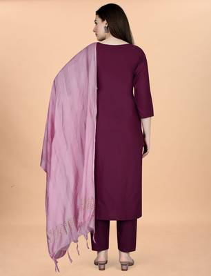 Wine cotton blendpremium designer ready to wear kurta set 4