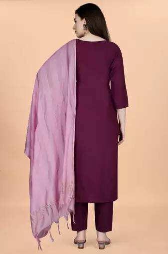 Wine cotton blendpremium designer ready to wear kurta set