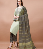 Light green cotton blendpremium designer ready to wear kurta set