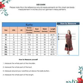Women'S Cotton Floral Printed Anarkali Kurta (Black) 5