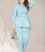 Trendy deisgner crepe fabric stylish printed top and bottom set