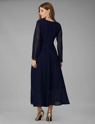Navy blue georgette premium designer readymade gown 4