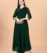 Green georgette premium designer readymade gown