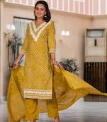 Yellow lahariya cotton kurta set