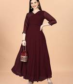Maroon georgette premium designer readymade gown