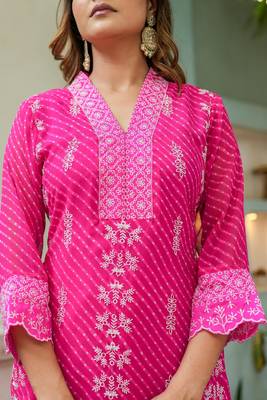 Pink printed cotton kurta set 3