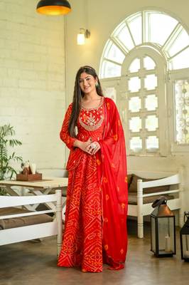 Red pure georgette kurta set 1