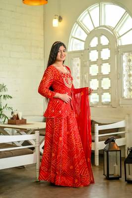 Red pure georgette kurta set 3