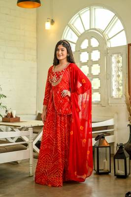 Red pure georgette kurta set 4